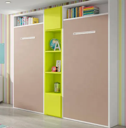 Vertical NOVA Youth Bedroom Wall Storage Murphy Bed with Bookshelf