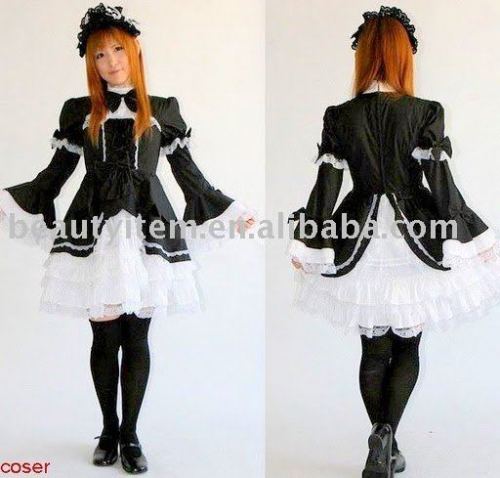 beautiful black and white color school lolita dress