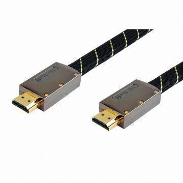 3D τηλεόραση HDMI ® επίπεδη καλώδιο, υψηλής ταχύτητας με Ethernet, κέλυφος, κατασκευασμένο από μέταλλο, με νάυλον πλεξούδα