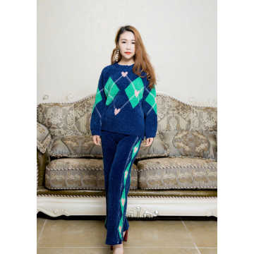 Weiches Fleece Blue Print Pyjama Set