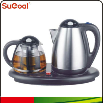 Double Tea Pot Best Selling Good Quality Electric Kettle Set with Tray