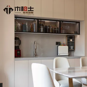 Water Bar Sideboard With Glass Cabinets