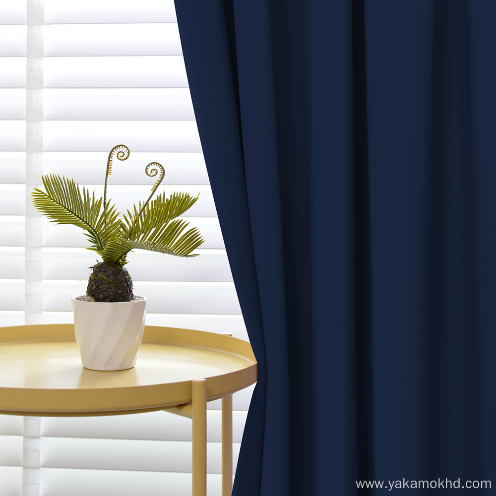 Navy Blue Rod Pocket Curtains