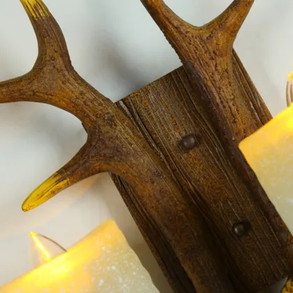 Vintage Indian Antler Wall Lamps: Resin Deer and Antler Lighting for Home Decor