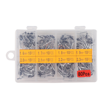 TAIGEK 80Pcs Multi-Size Fishing Rod Tip Guides 1.6mm-2.3mm