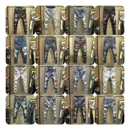 Men's Designer Skinny Ripped Jeans - Slim Fit Denim Trousers