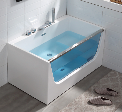 single person whirlpool massage glass bathtub