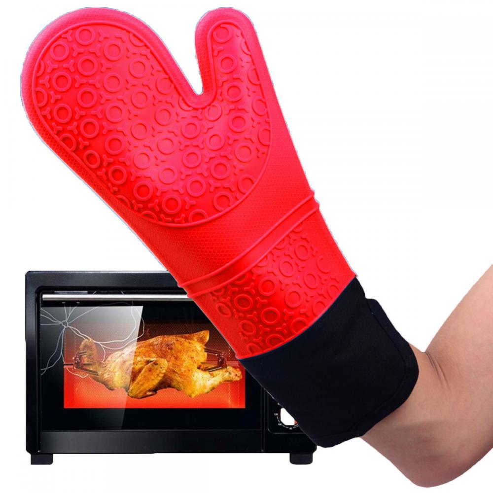 Guanto da forno in silicone extra lungo resistente alla temperatura