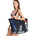 Lightweight Mesh Beach Tote Bag With Zipper Pockets