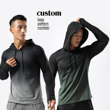 Mens Gradient Thermal Hoodie Pullover Long shirt