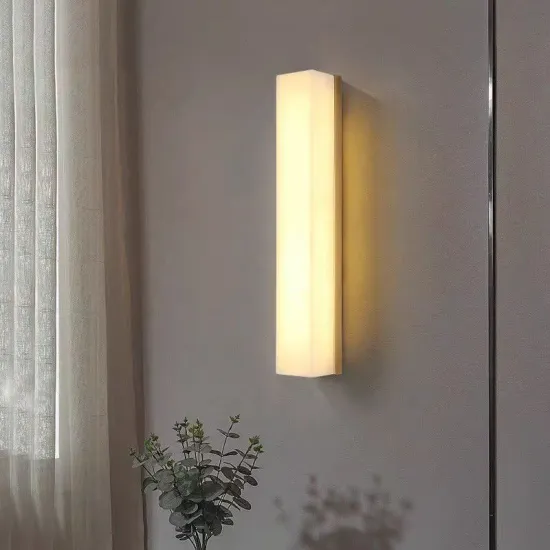 Modern Indoor LED Copper Marble Stone Square Wall Lamp for Living Room Bedroom Decoration