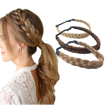 Synthetic Hair Braided Elastic Box Braid Headband Fashion Hairband for Women 12 Colors On Sale Elastic Hairband
