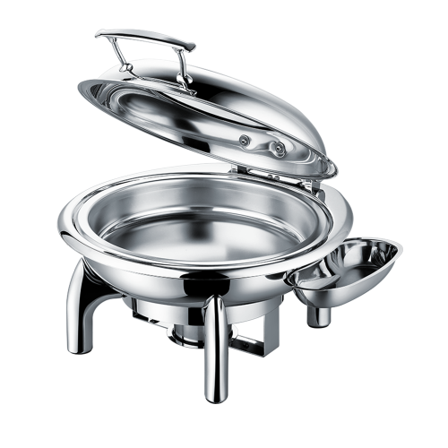 Runder Chafing Dish aus Edelstahl mit Glasfensterdeckel