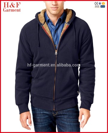 Lastest hoodie design faux fur liningzip-up fleece pullover hoodie