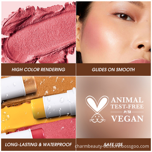 Charm Beauty Multi-Function Makeup Stick: Highlighter, Moisturizing Lipstick, and Cream Blush for Face