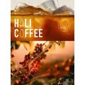 Granos de café con miel y naranja