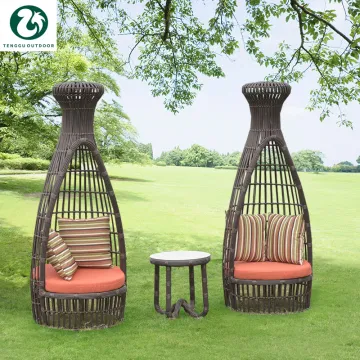 Custom outdoor grey rattan day bed daybed pool garden wicker beach sunbed water-proof round