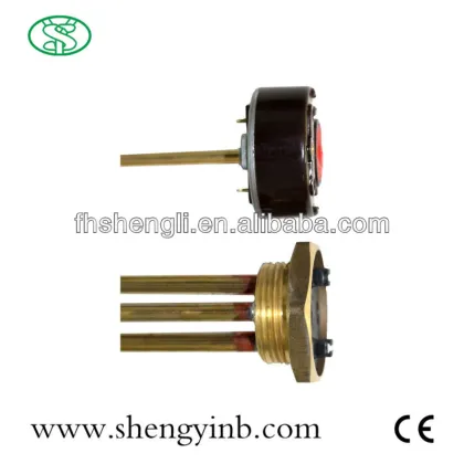 Copper electric water heating elements with thermostat