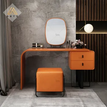 Wholesale Modern Girls' Bedroom Dressing Table with Mirror and Metal Legs - Orange