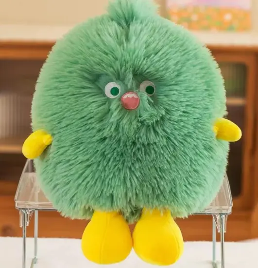 Green hairy monster throw pillow stuffed animal