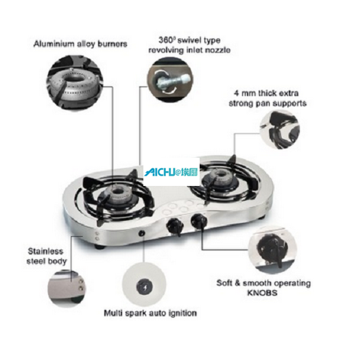 2 버너 LPG 가스 스토브 자동 점화