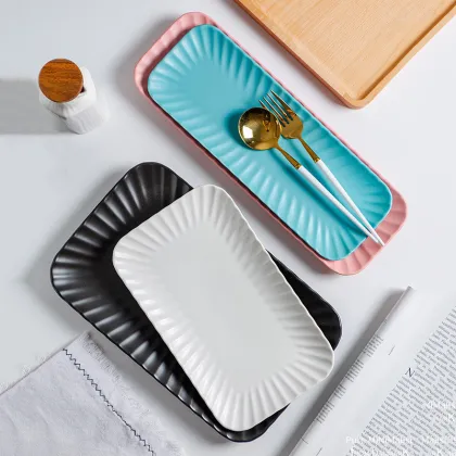 Nordic Rectangular Ceramic Sushi Plate Set