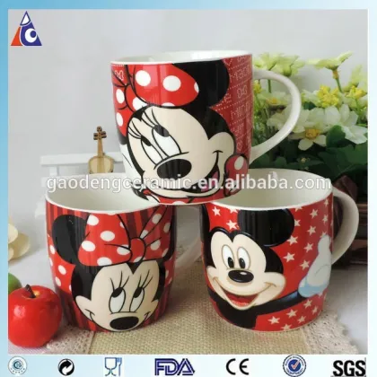 9OZ Ceramic Mickey and Minnie Mouse cartoon mugs