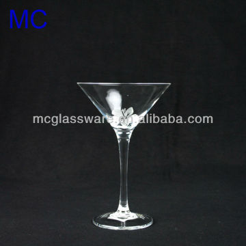 Handmade Clear Martini With Sandblast Pattern