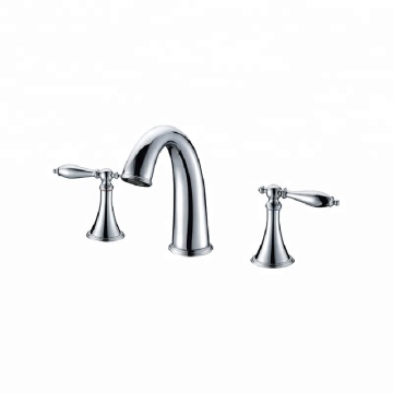 Classic Modern Brass Gold 3-Hole Bathroom Dual Handle Mixer Tap Faucet