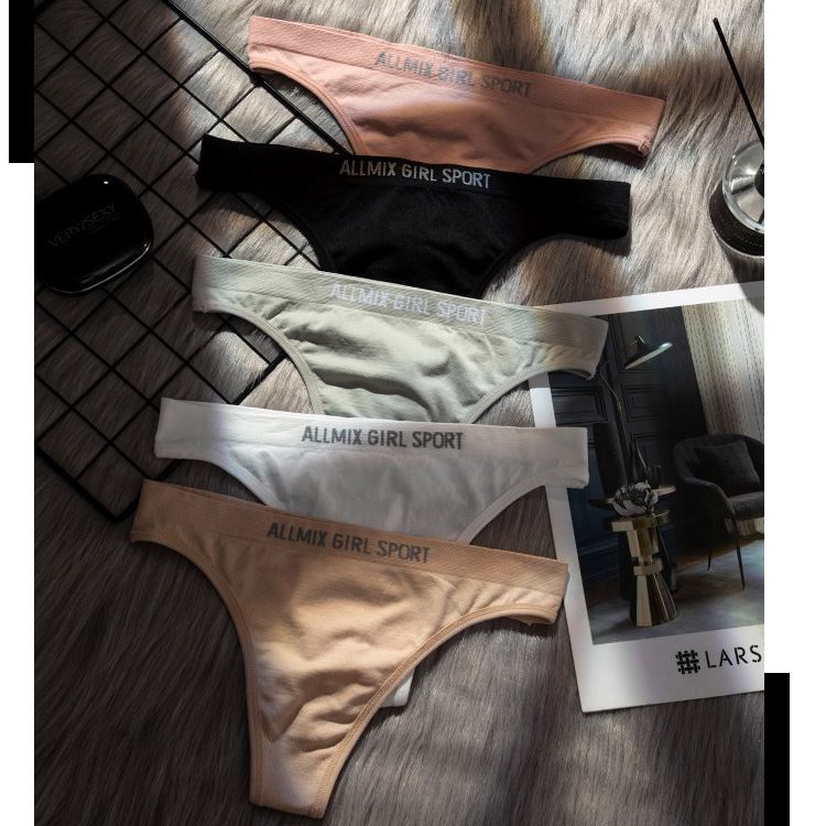 Warm Color Women Panties Cotton Thong G String Letters Low Waist Panty Women Briefs Underpants Girls Fitness Underwear