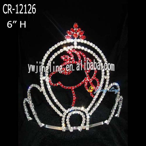 6 Inch Custom Red Rhinestone Horse Pageant Crowns