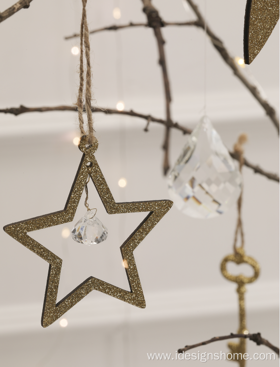 Wooden Star Christmas Tree Ornaments