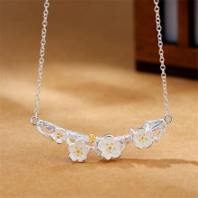 New Small Fresh Plum Original Handmade 925 Sterling Silver Fashion Jewelry Beautiful Flower Gift Pendant Necklaces N152