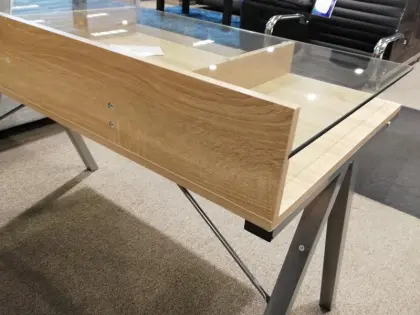 Wooden Study Desk Glass Top