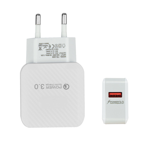 Tragbarer 18W-Stecker 1-Port QC3.0 USB-Wandladegerät