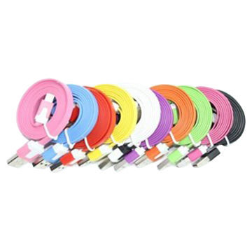 Colorful plastic flat micro USB data cable for most mobile phone models