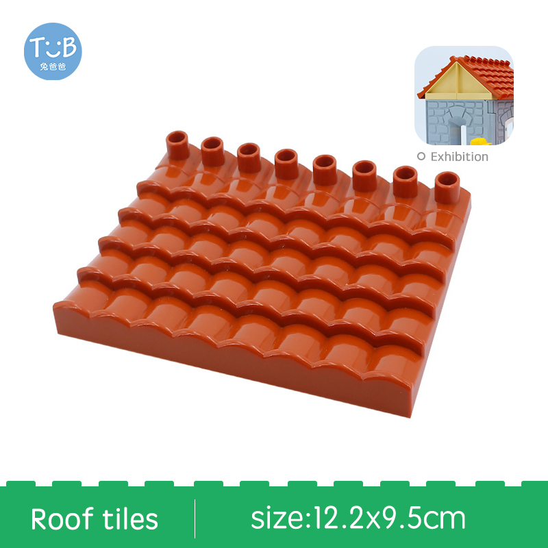 Big Building Blocks Model Castle House Accessories Roof Tiles Cylinder Podium Compatible with Duploed children baby DIY Toys