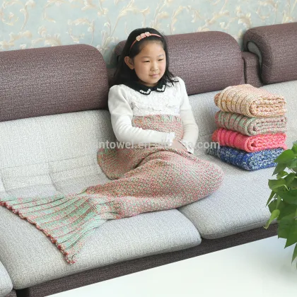 Traditional Little Mermaid Tail Blankets ,Handmade Knitted Blanket Mermaid