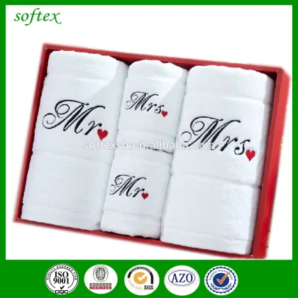 Couple embroidery cotton towels,Valentine's day gift towels wedding gift towels