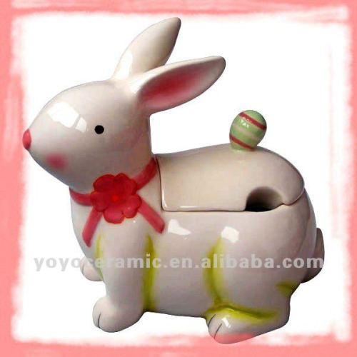 ceramic easter rabbit candy jar cookie container candy storage