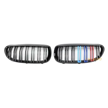 BMW 6 Series E63 2006-2010 M Double Slat Gloss Black Kidney Front Bumper Grille - ABS Material