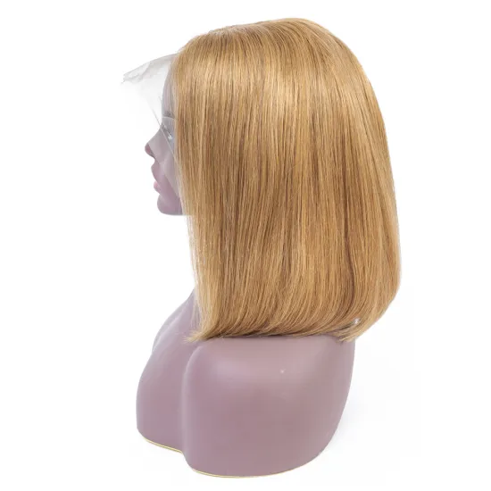 Wholesale Short Bob Wig Human Hair Lace Frontal Wig Color #27 Natural Hair Line Thick Human Hair Wig For Black Women