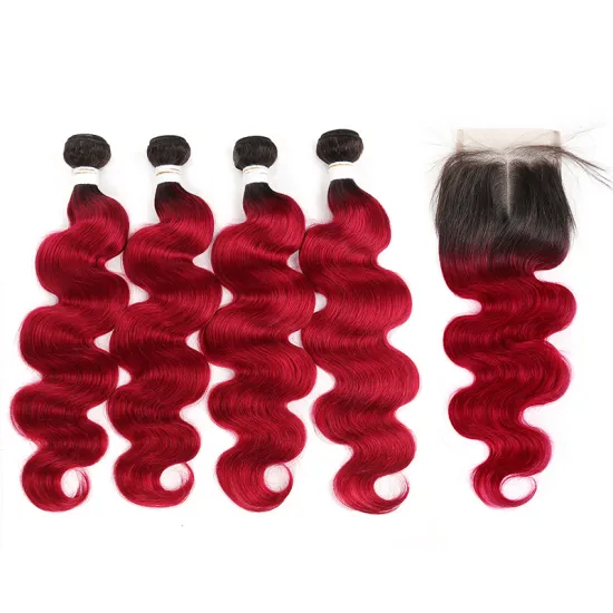 Brazilian Straight Hair Colored Remy Burg# 99J# Human Hair 4 Bundles 1 Packet 100% Brazilian Natural Hair Extension