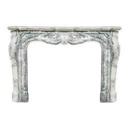 Customizable Indoor Marble Fireplace Mantel with Green Veins