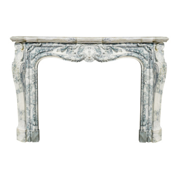 Customizable Indoor Marble Fireplace Mantel with Green Veins