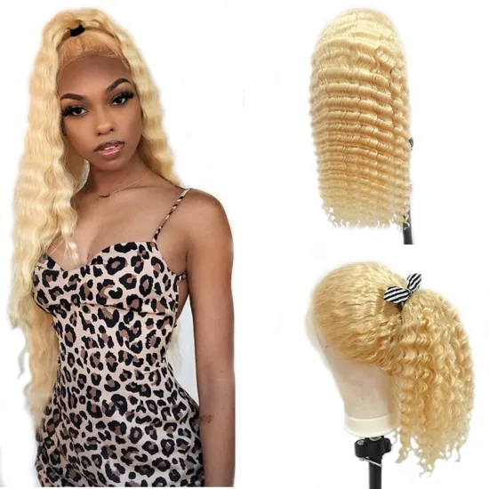 Brazilian Blonde 613 Deep Wave Wig Lace Front Human Hair Wigs Transparent Lace With Baby Hair Remy Human Hair Free Shipping
