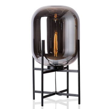 High Quality Cheap Price Smoky Glass Shade Black Table Lamp for Home Living