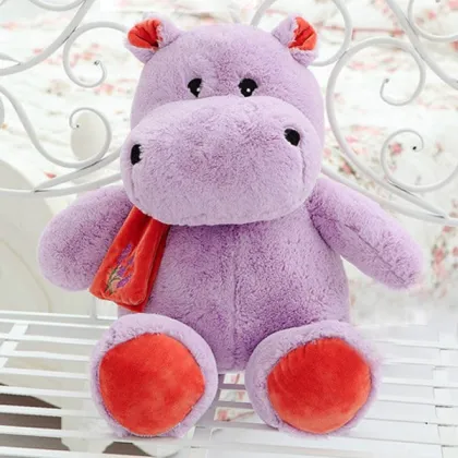 Stuff animals plush hippo,hippo plush toy, plush purple hippo