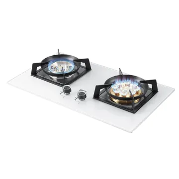 Hot selling gas cooker LPG smart white gas cooktops stainless steels top  battery 2 burner gas stove for kitchen