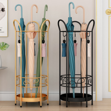 Golden and Black Restaurant Umbrella Stand with Holder and Storage Rack - Perfect Household Umbrella Stand